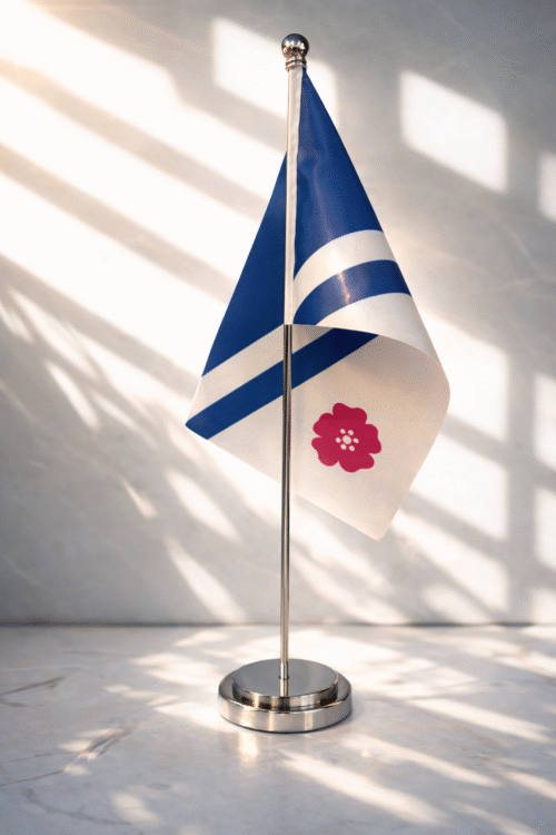 Petit drapeau franco-albertain avec pied