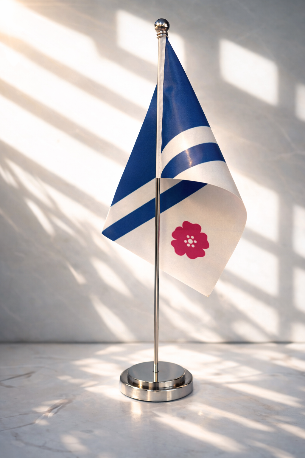 Petit drapeau franco-albertain avec pied